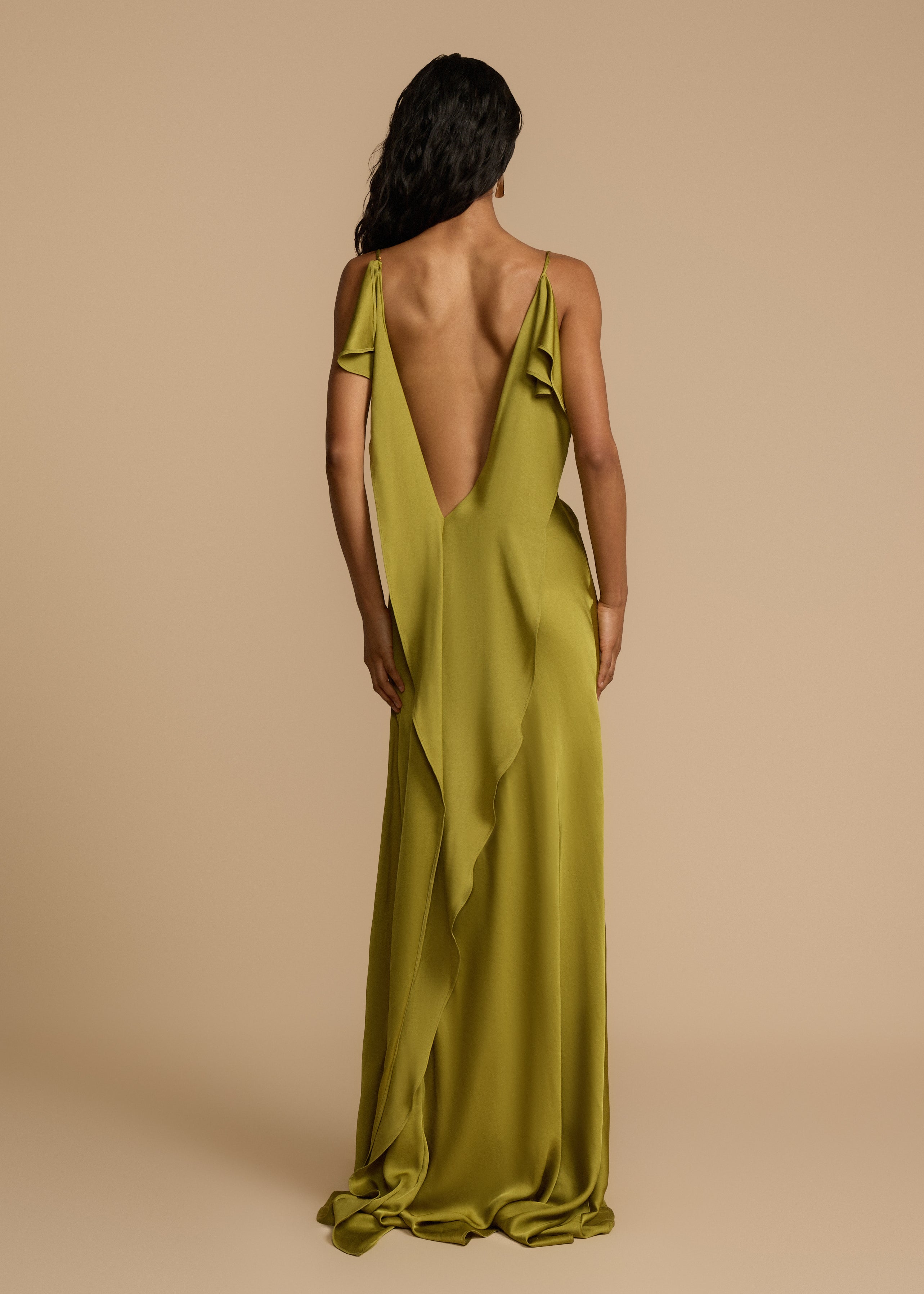 Ava Women's Cocktail Dress | Bold Pistachio Viscose, Thigh-High Slit 5