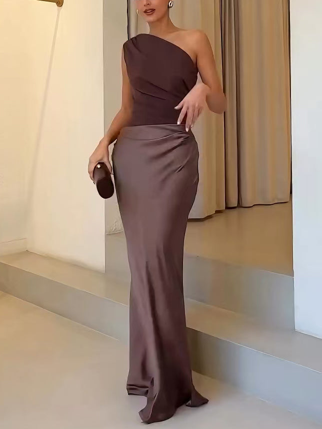 Ava Women's Maxi Dress | One Shoulder Pleated Design, Elegant Summer Dress 5