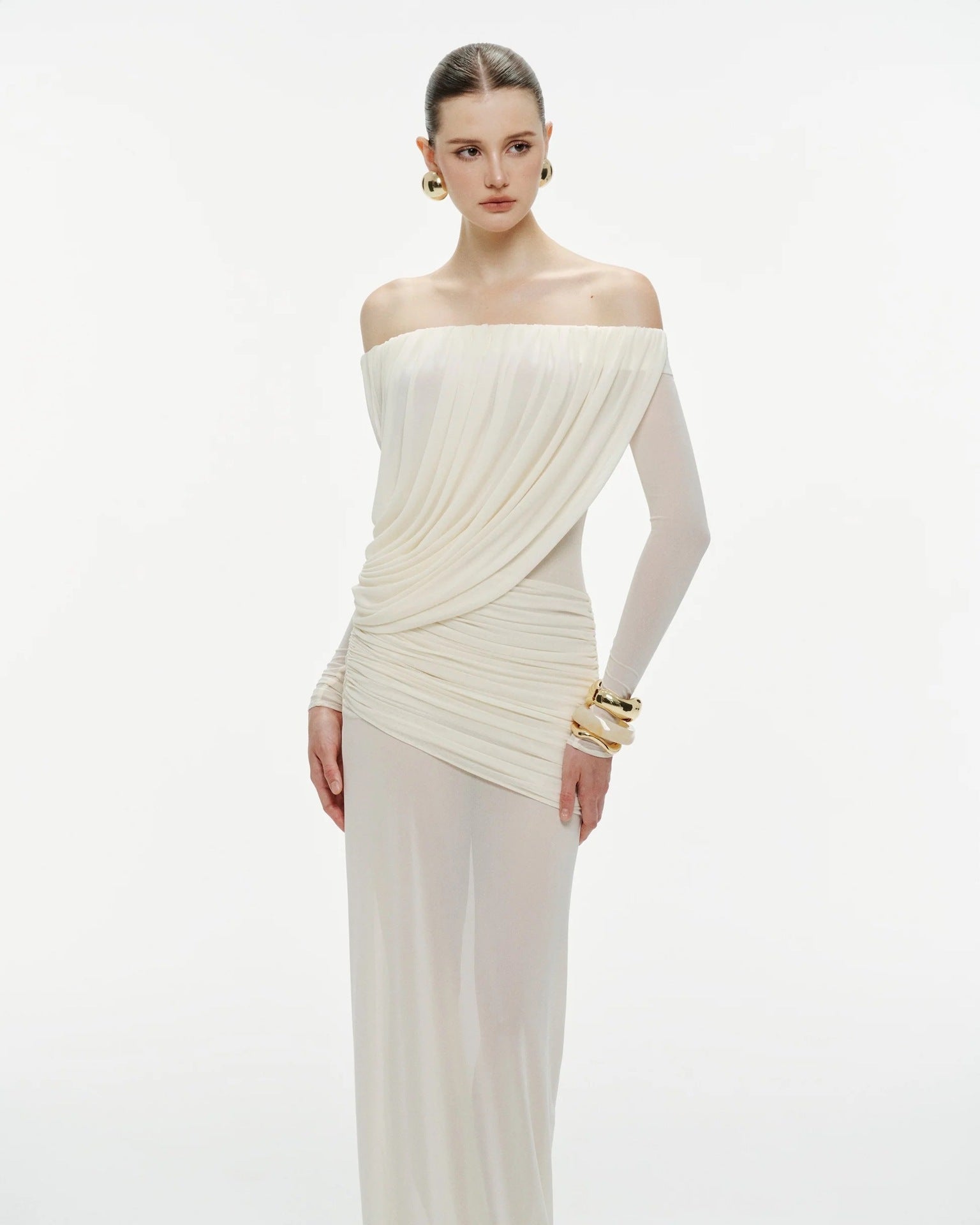 Ava Women's Maxi Dress | Soft Tulle, Elegant Bardot Design 8