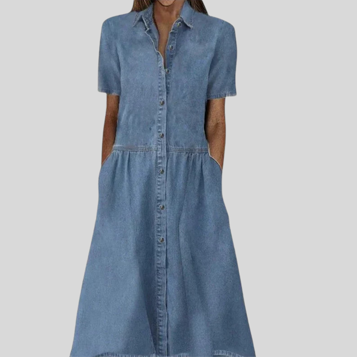 Ava Women's Summer Dress | Classic Denim Feel, Relaxed Fit 0