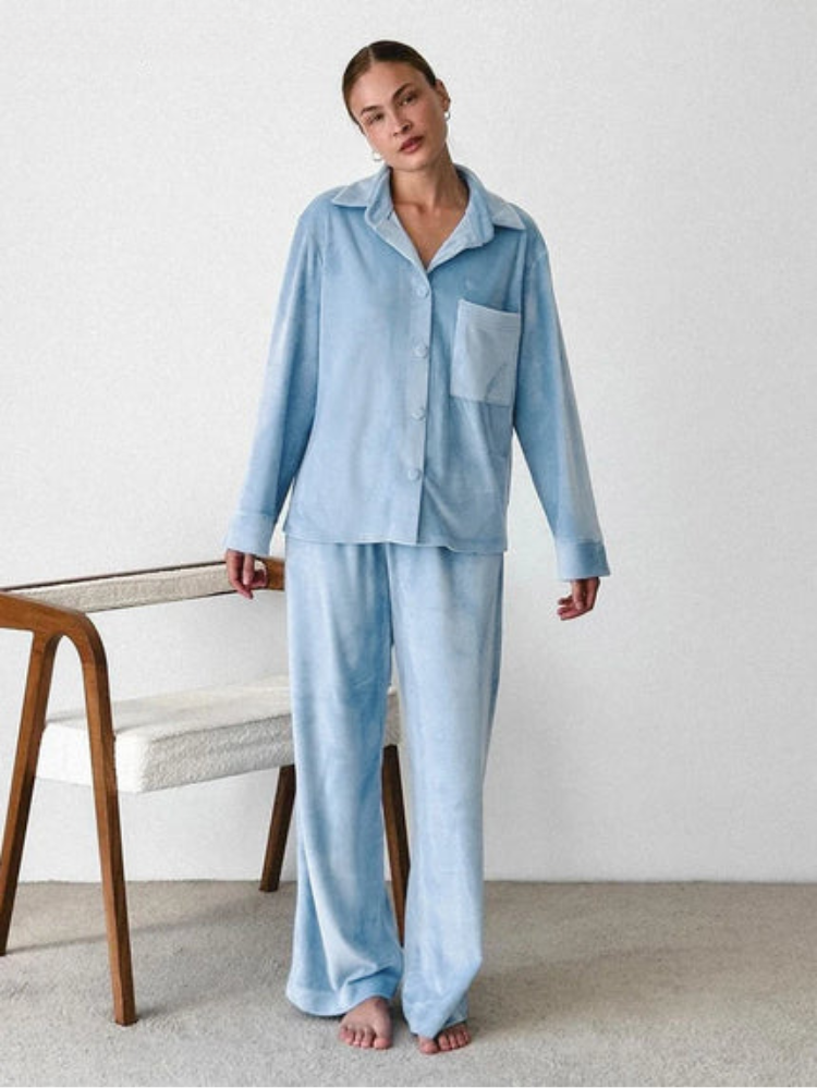 Bella Women's Pajama Set | Soft Fabric, Button-Up Shirt & Trousers 2