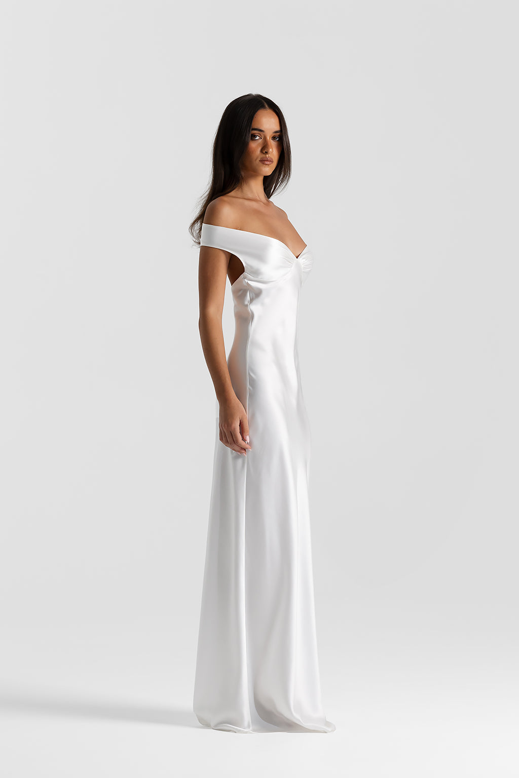 Bridget Women's Evening Gown | Silk Off-Shoulder Elegance 2