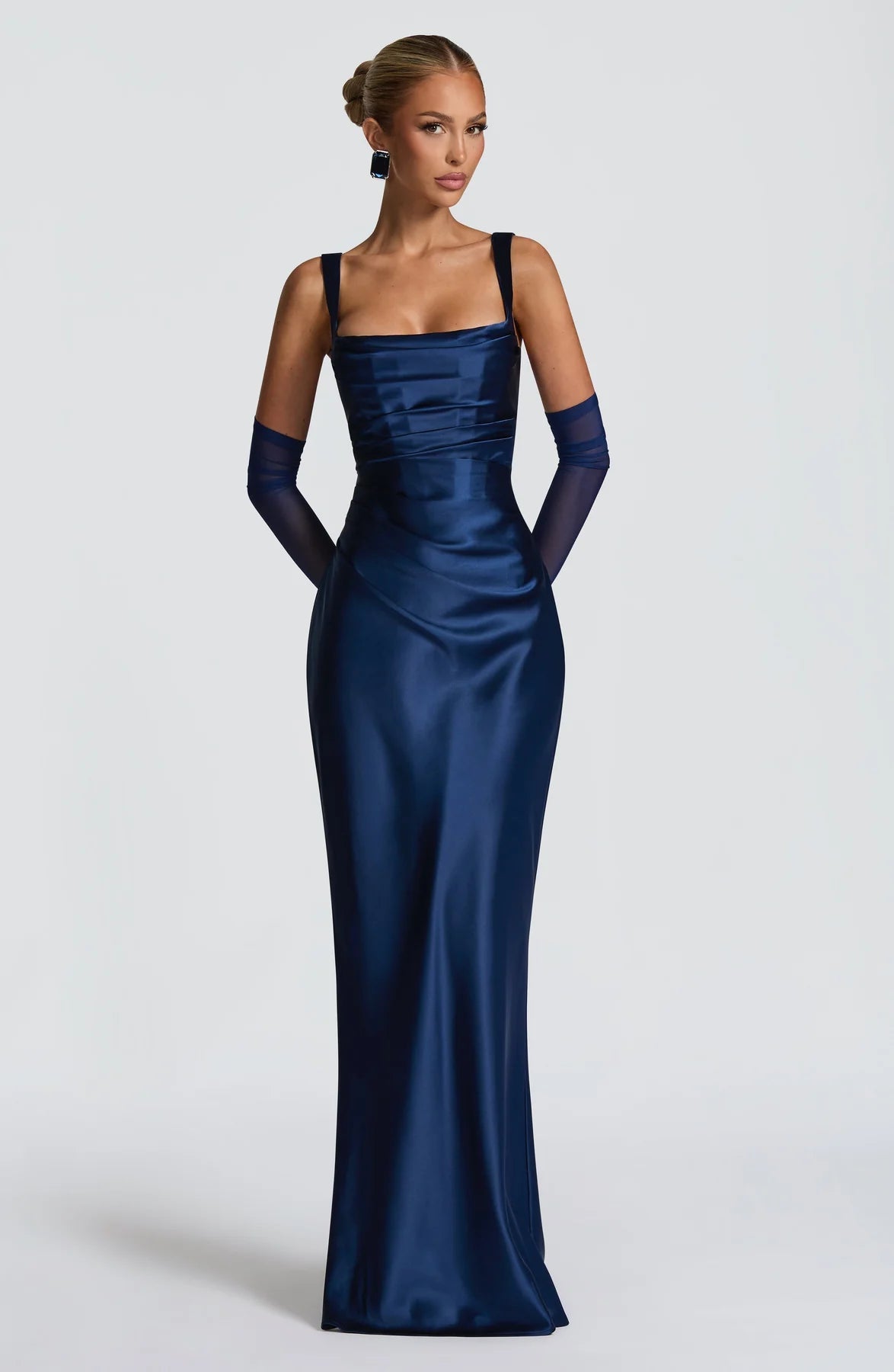 Cali Women's Maxi Dress | Satin Square Neck, Adjustable Fit 11