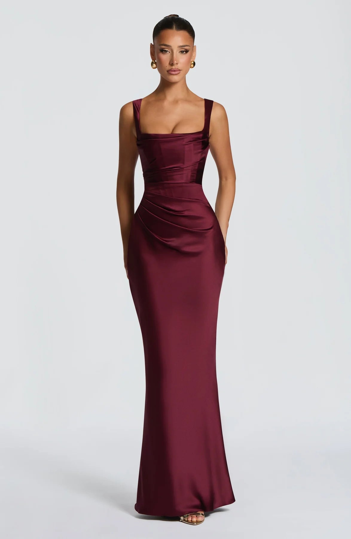 Cali Women's Maxi Dress | Satin Square Neck, Adjustable Fit 14