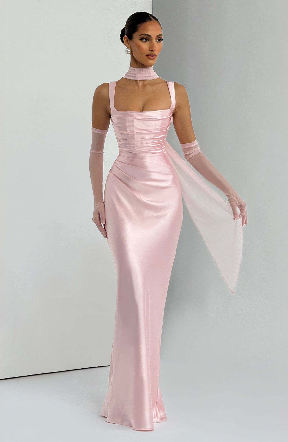Cali Women's Maxi Dress | Satin Square Neck, Adjustable Fit 6
