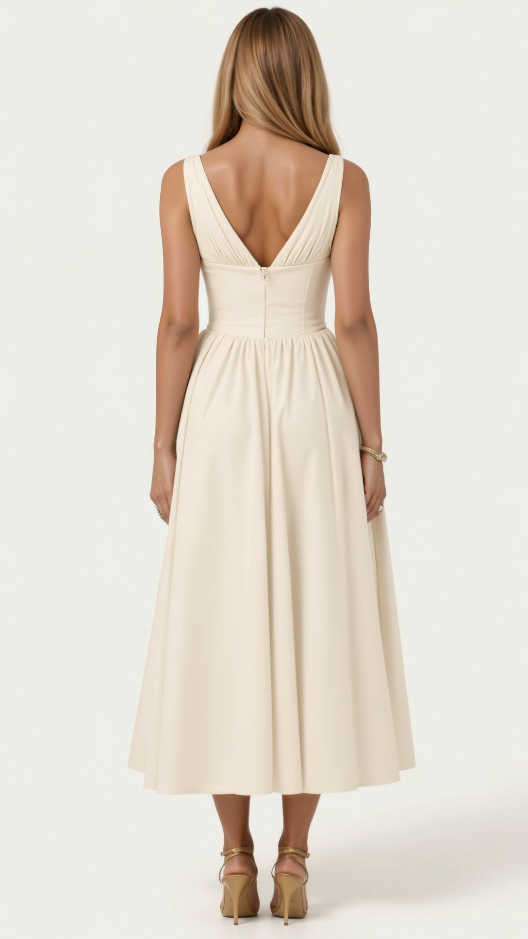 Cassandra Women's Midi Dress | Plunging V-Neck, Elegant Summer Style 7