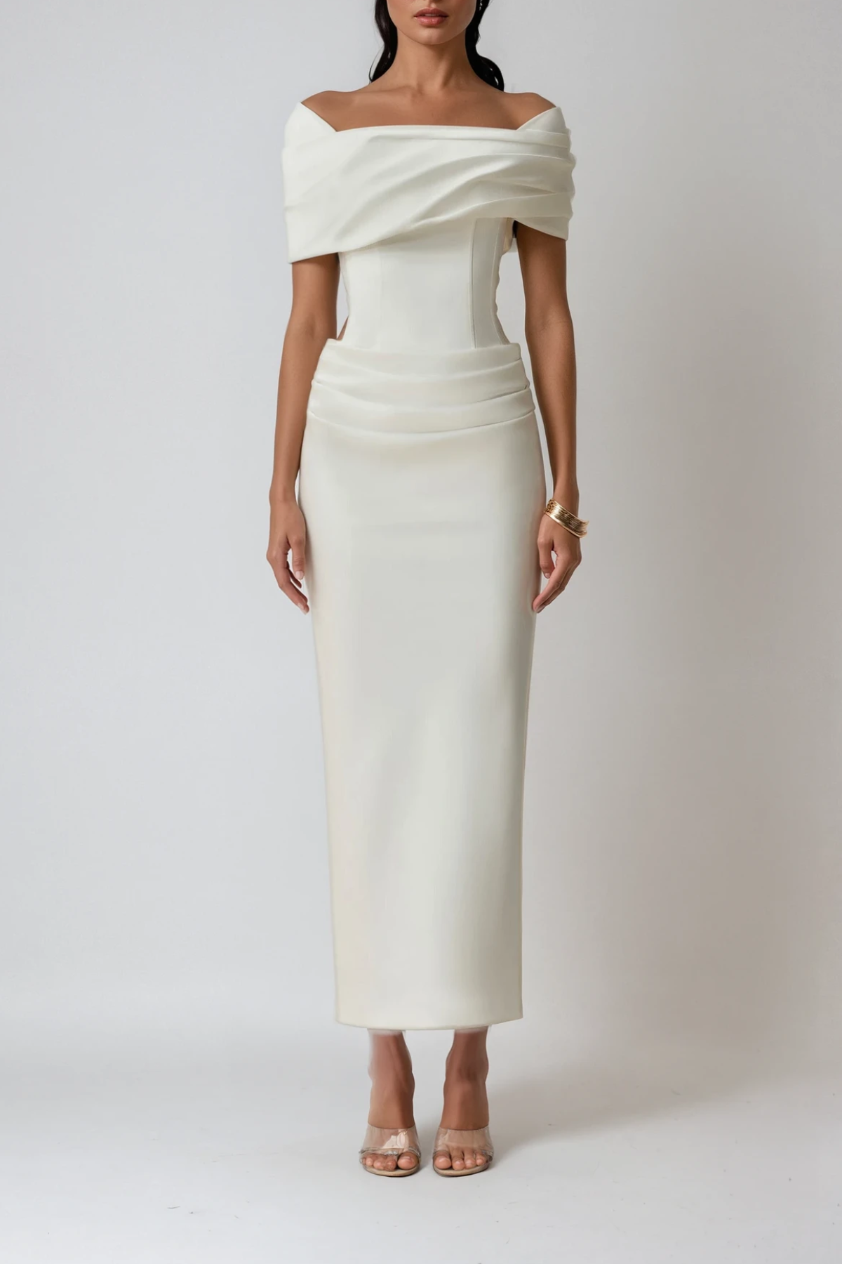 Celia Women's Maxi Dress | Elegant Off-Shoulder Design, Flattering Ruching 1