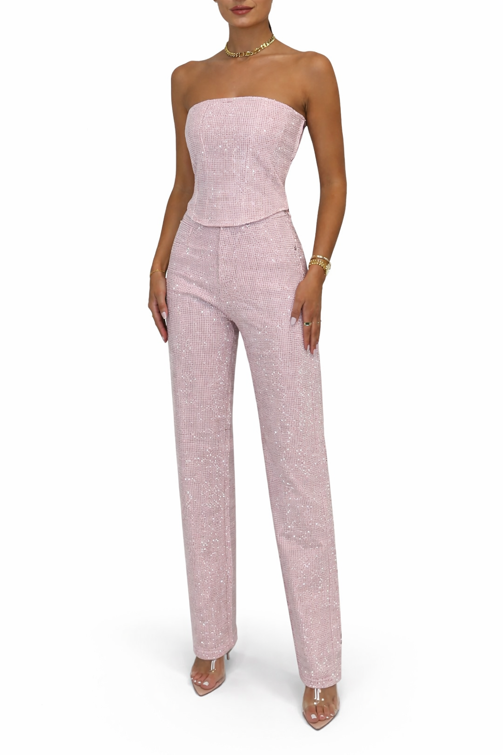Ella Women's Co Ord Set | Strapless Bustier & High-Waisted Pants 1