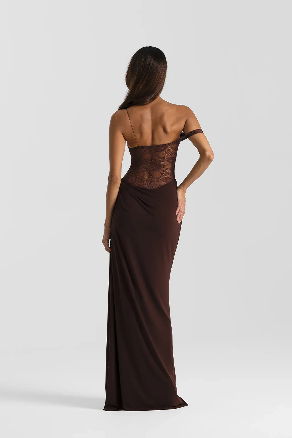 Elysia Women's Formal Dress | Chocolate Lace, Elegant Evening Gown 4