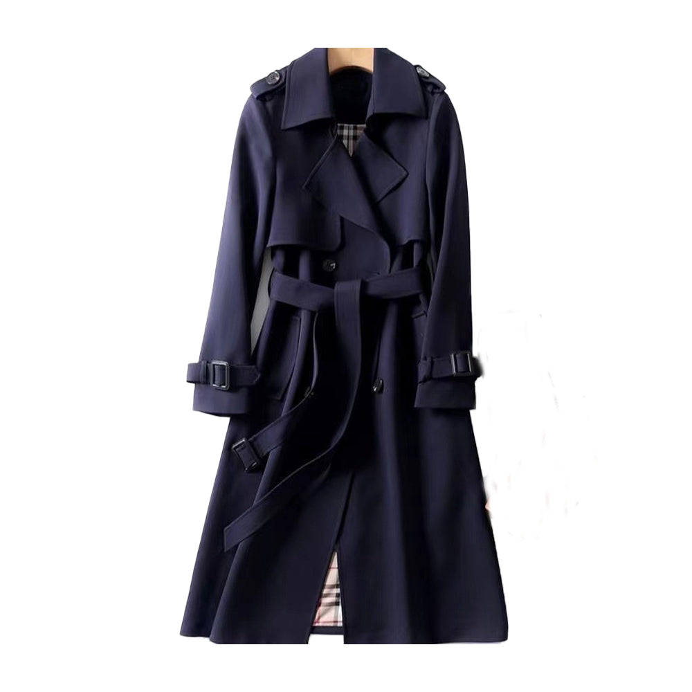 Evelyn Women's Black Trench Coat | Double-Breasted, Adjustable Belt 2