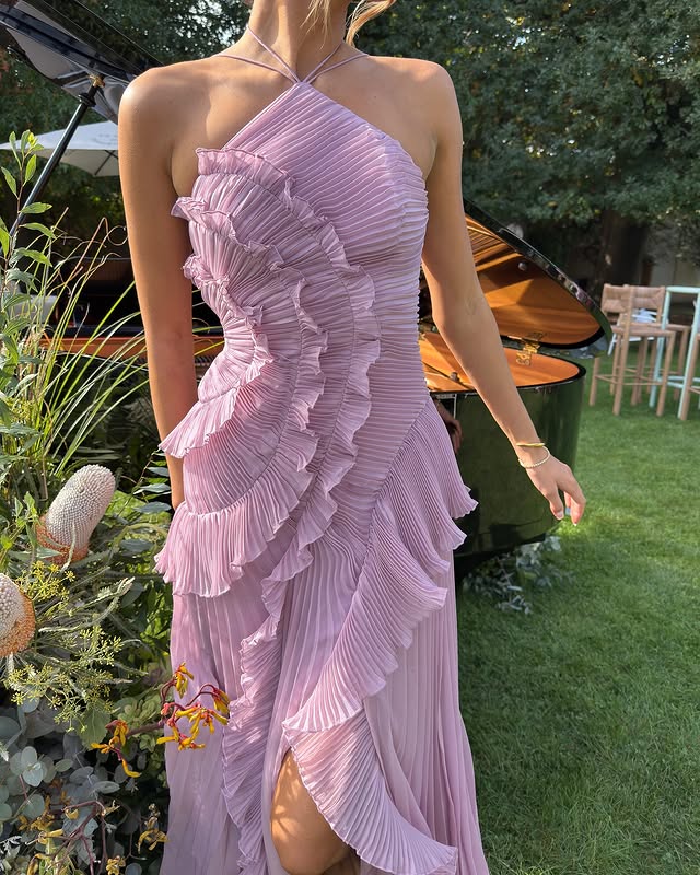 Evelyn Women's Maxi Dress | Pleated Ruffles, Elegant Summer Gown 3