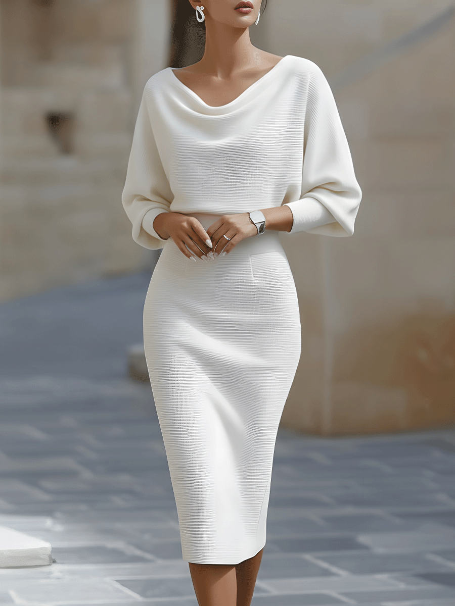 Evelyn Women's Midi Dress | Batwing Sleeve, Bodycon Fit for Summer Elegance 6