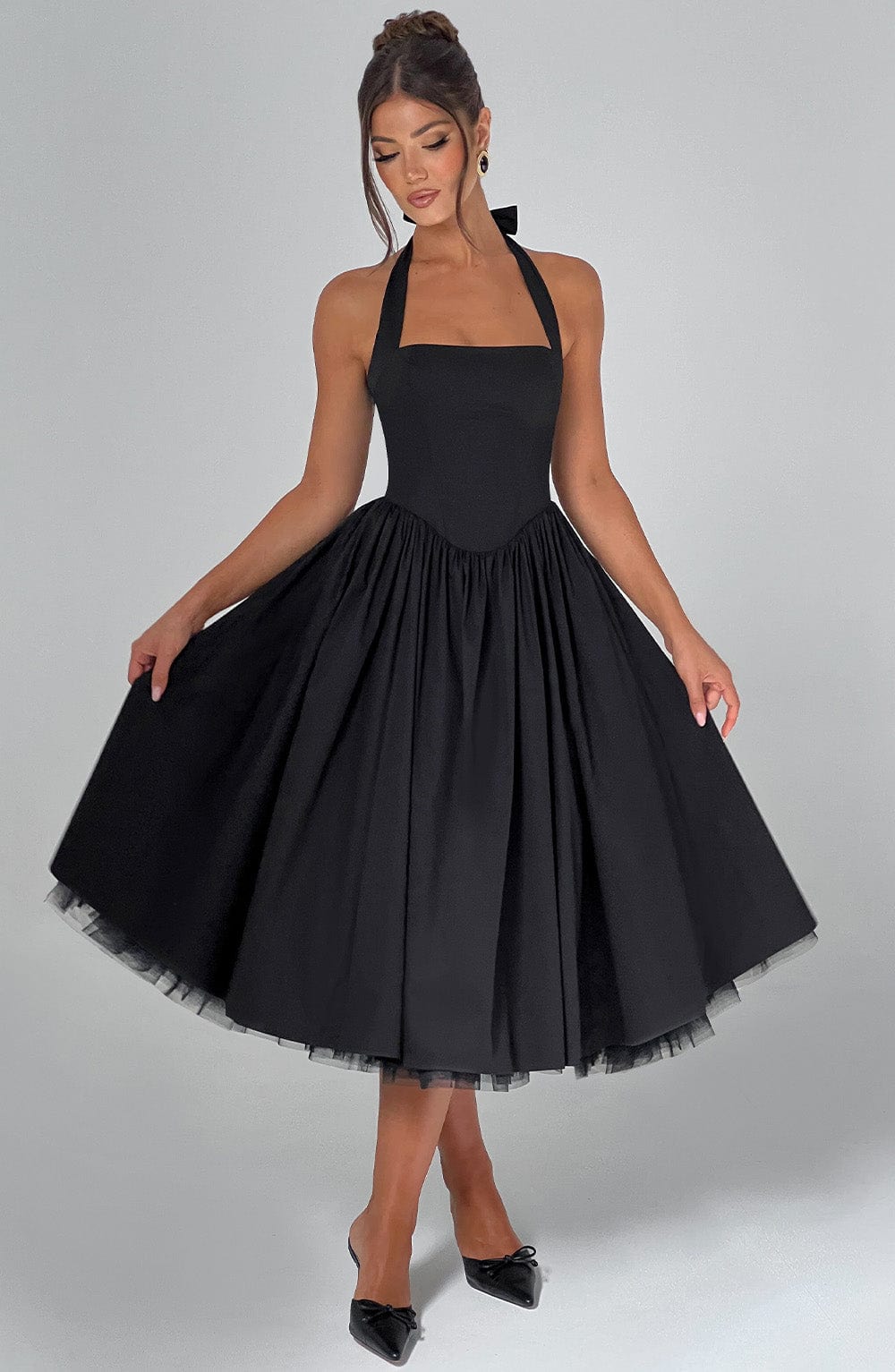 Evelyn Women's Midi Dress | Elegant White Halter Design, Perfect for Summer Events 1