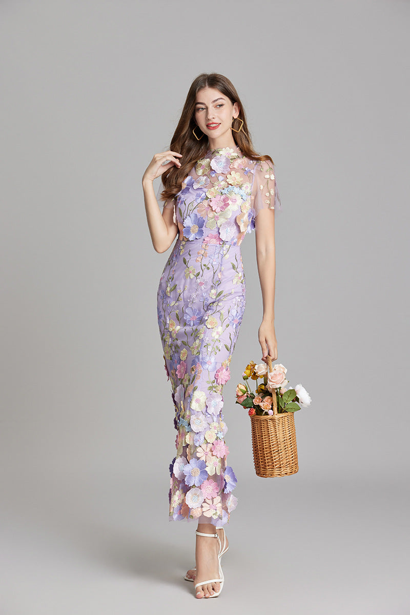 Evelyn Women's Midi Dress | Embroidered Floral Bodycon, Perfect for Summer Events 6