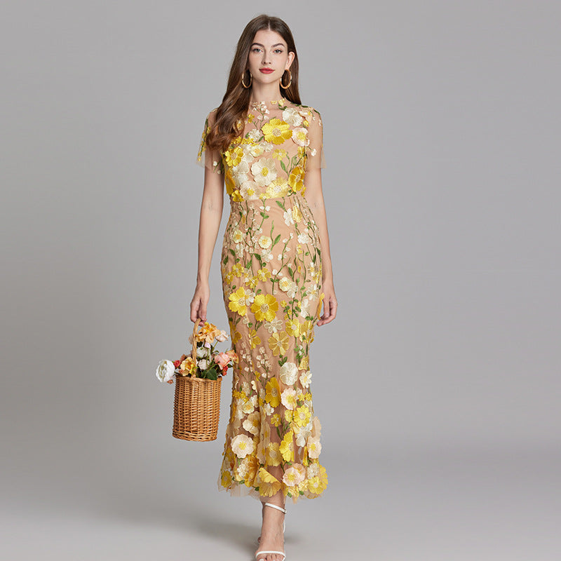 Evelyn Women's Midi Dress | Embroidered Floral Bodycon, Perfect for Summer Events 9