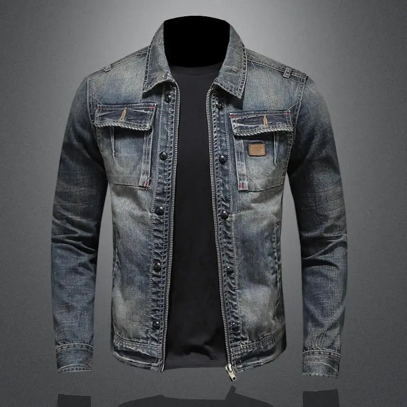 Fay Men's Denim Jacket | Matte Textured Finish, Regular Fit 0