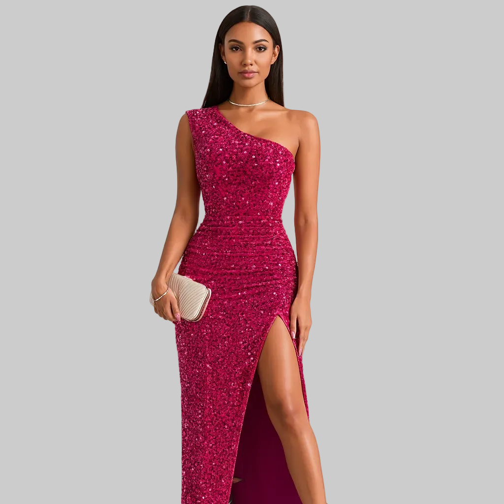 Fiona Women's Cocktail Dress | One-Shoulder Glitter Detail, Bodycon Fit 4
