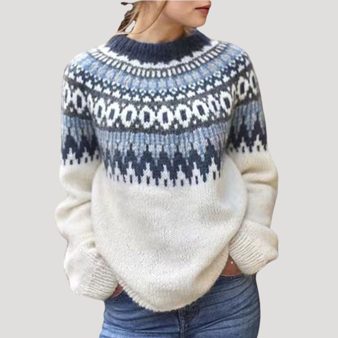 Fiona Women's Oversized Jumper | Chunky Knit Fair Isle Design 0