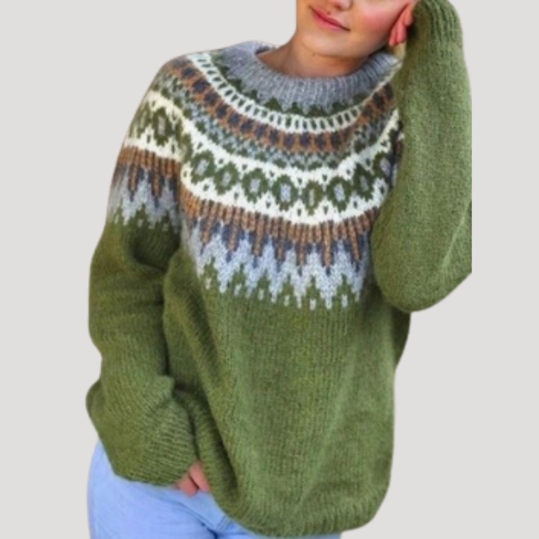 Fiona Women's Oversized Jumper | Chunky Knit Fair Isle Design 5