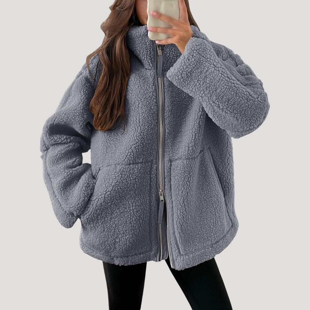 Fiona Women's Winter Jacket | Fluffy Fleece Zip-Up 6