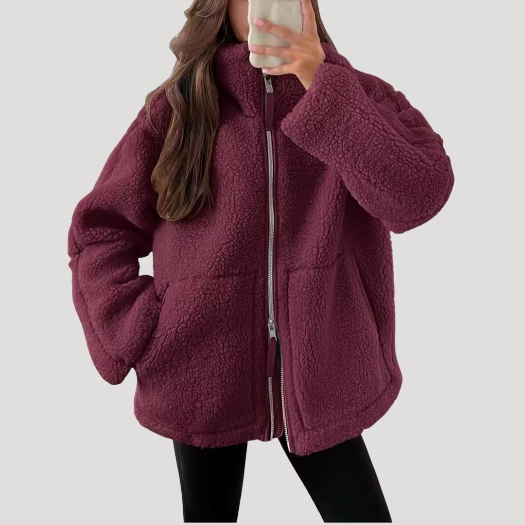 Fiona Women's Winter Jacket | Fluffy Fleece Zip-Up 7
