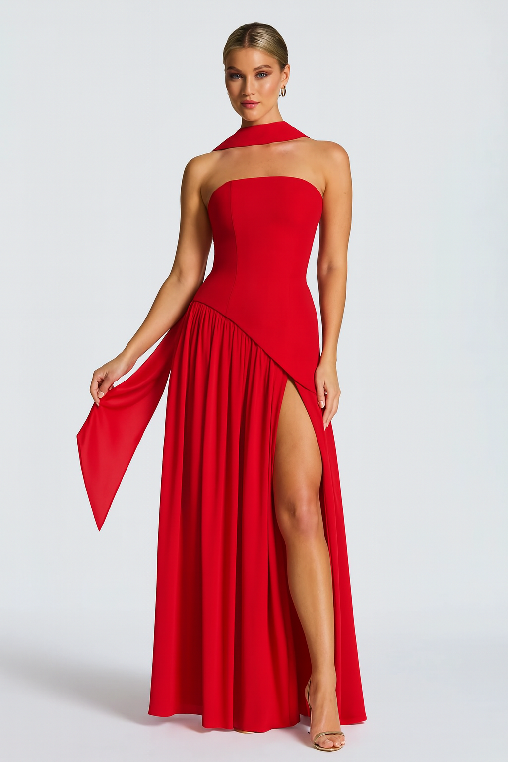 Harriet Women's Cocktail Dress | Asymmetric Crepe and Chiffon Design 11