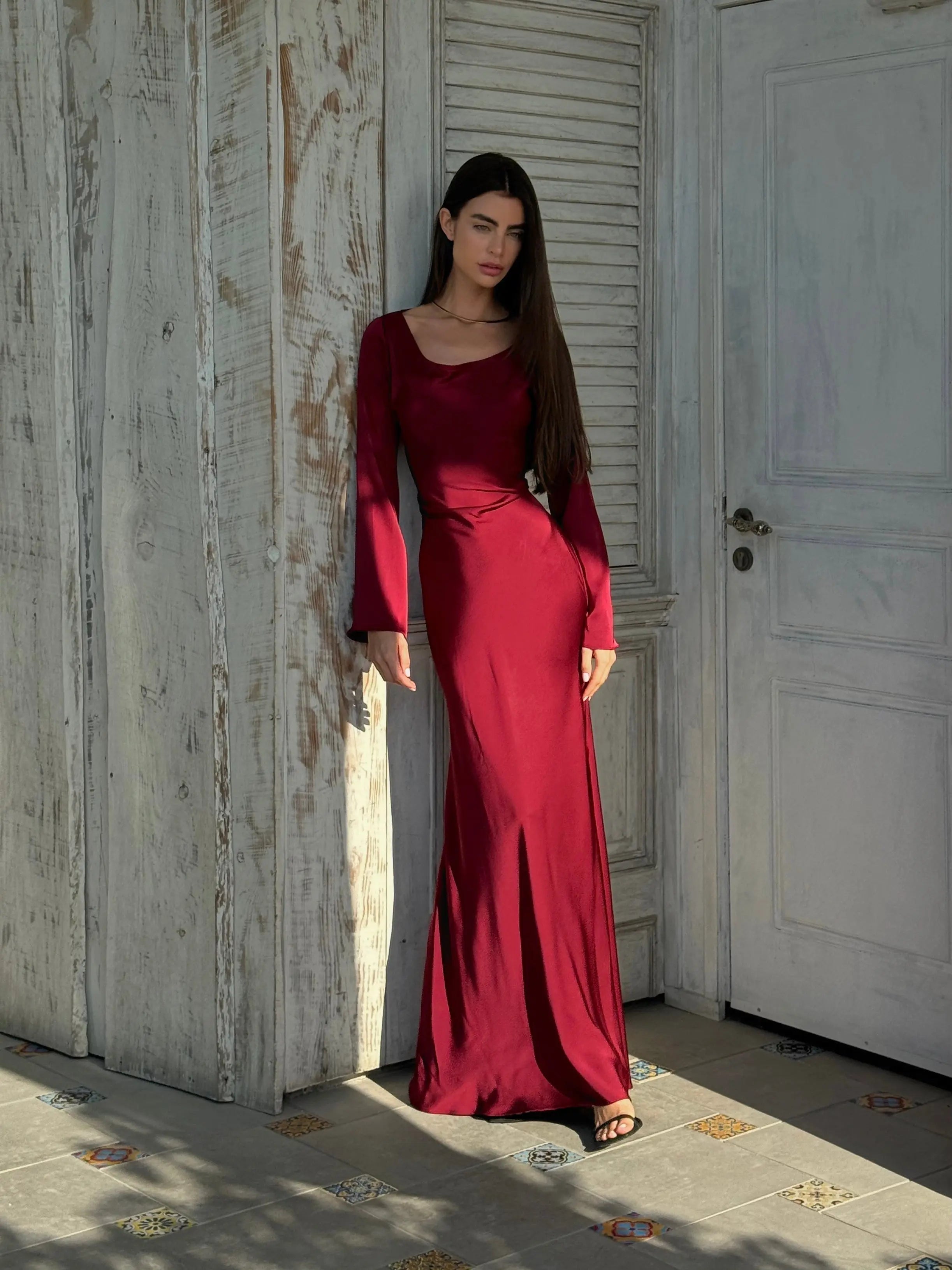 Ivy Women's Maxi Dress | Ivory Satin, Elegant Formal Wear 2