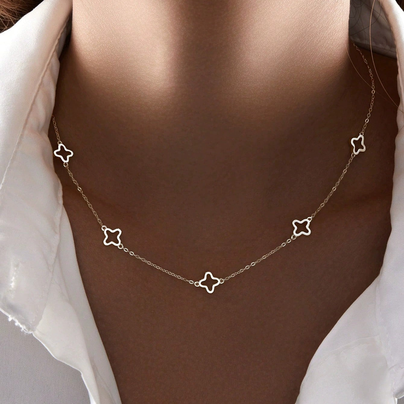 Ivy Women's Necklace | 925 Sterling Silver with 14K Gold Finish, Adjustable 16-18 Inch 1