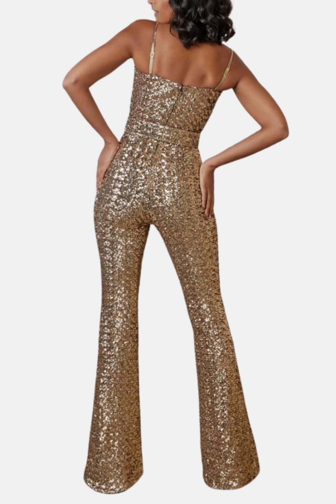 Jade Women's Jumpsuit | Glitter Finish, Strapless Design 2