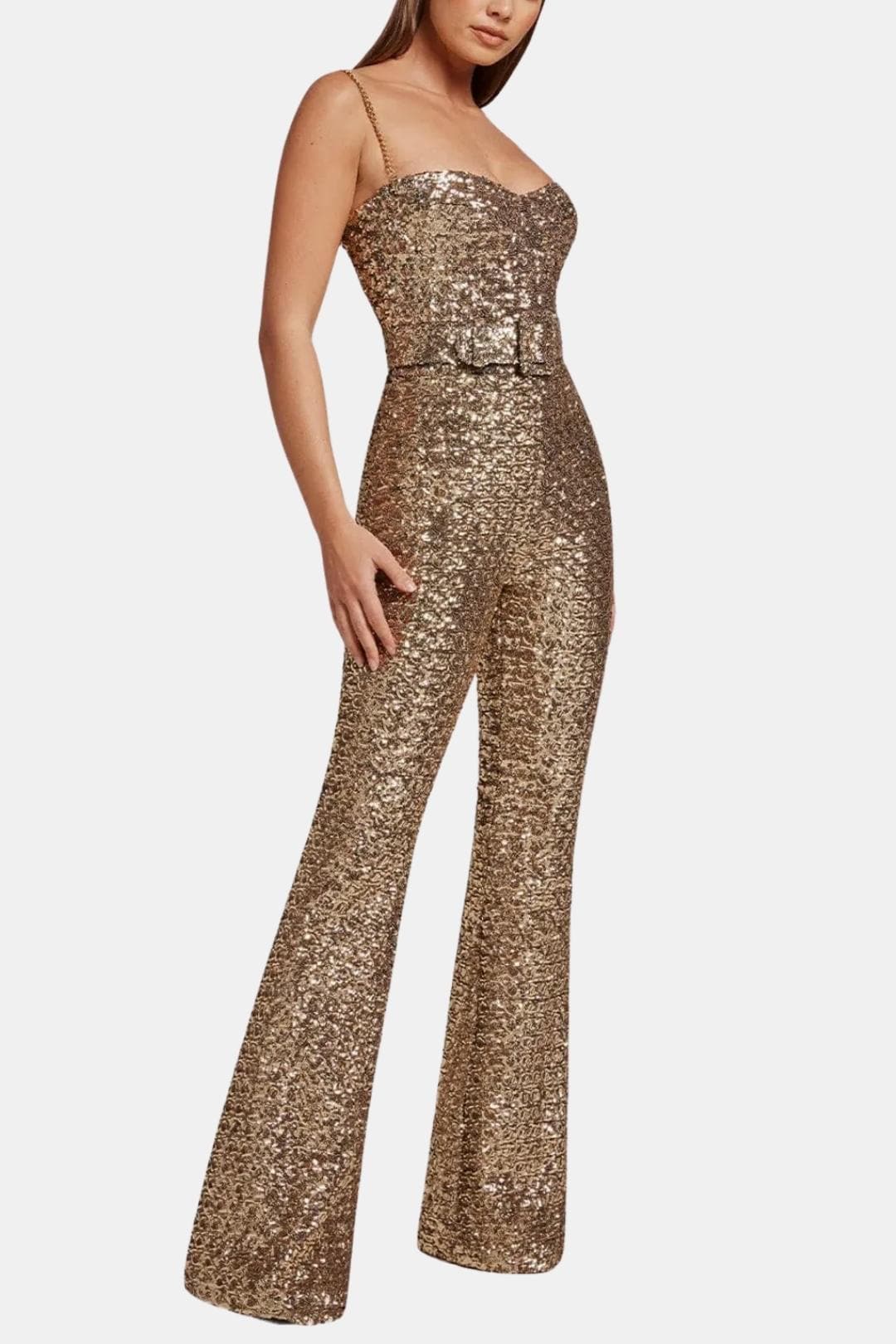 Jade Women's Jumpsuit | Glitter Finish, Strapless Design 3