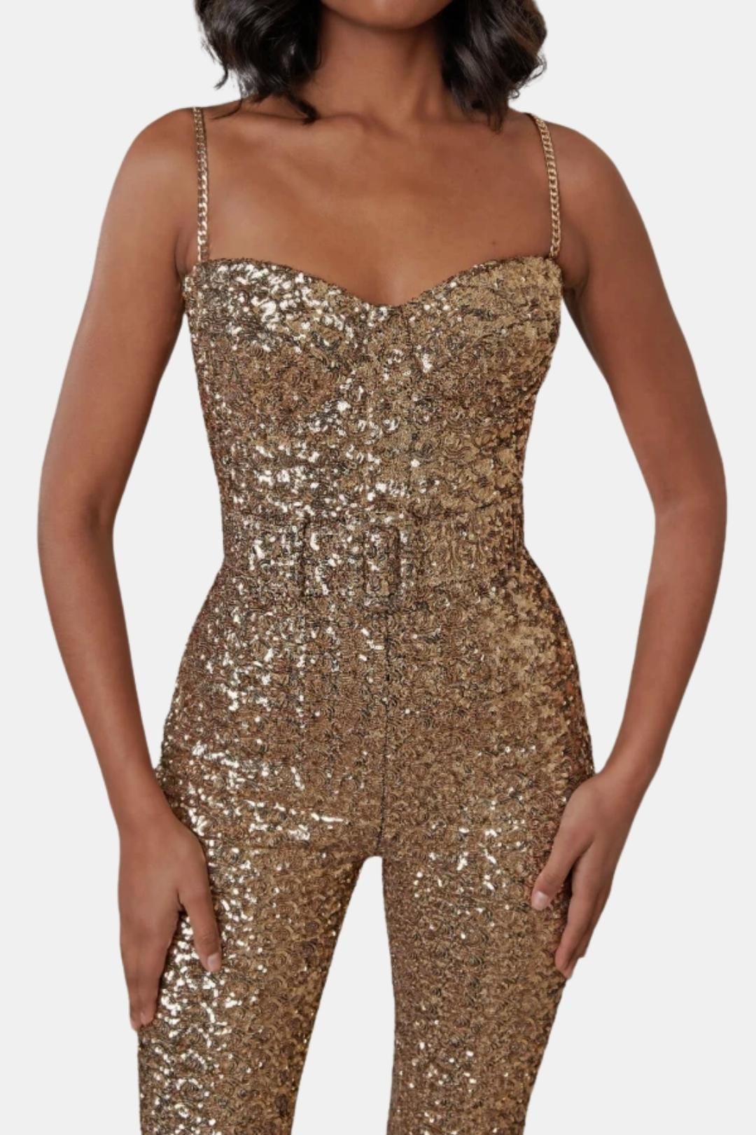 Jade Women's Jumpsuit | Glitter Finish, Strapless Design 4
