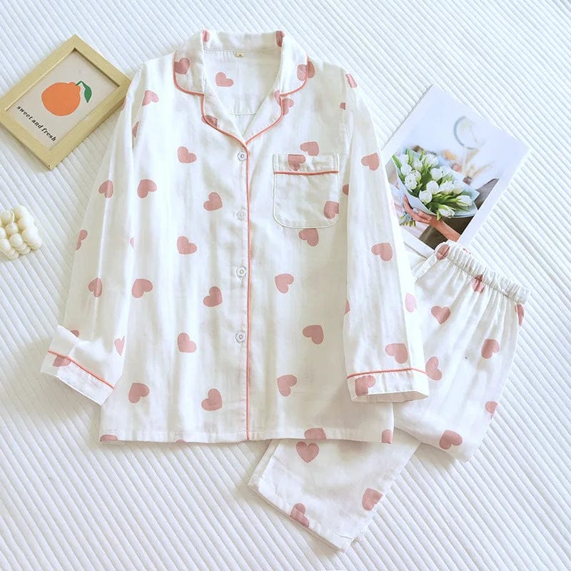 Jasmine Women's Pyjamas Set | Cozy Heart Print, Long Sleeve 6