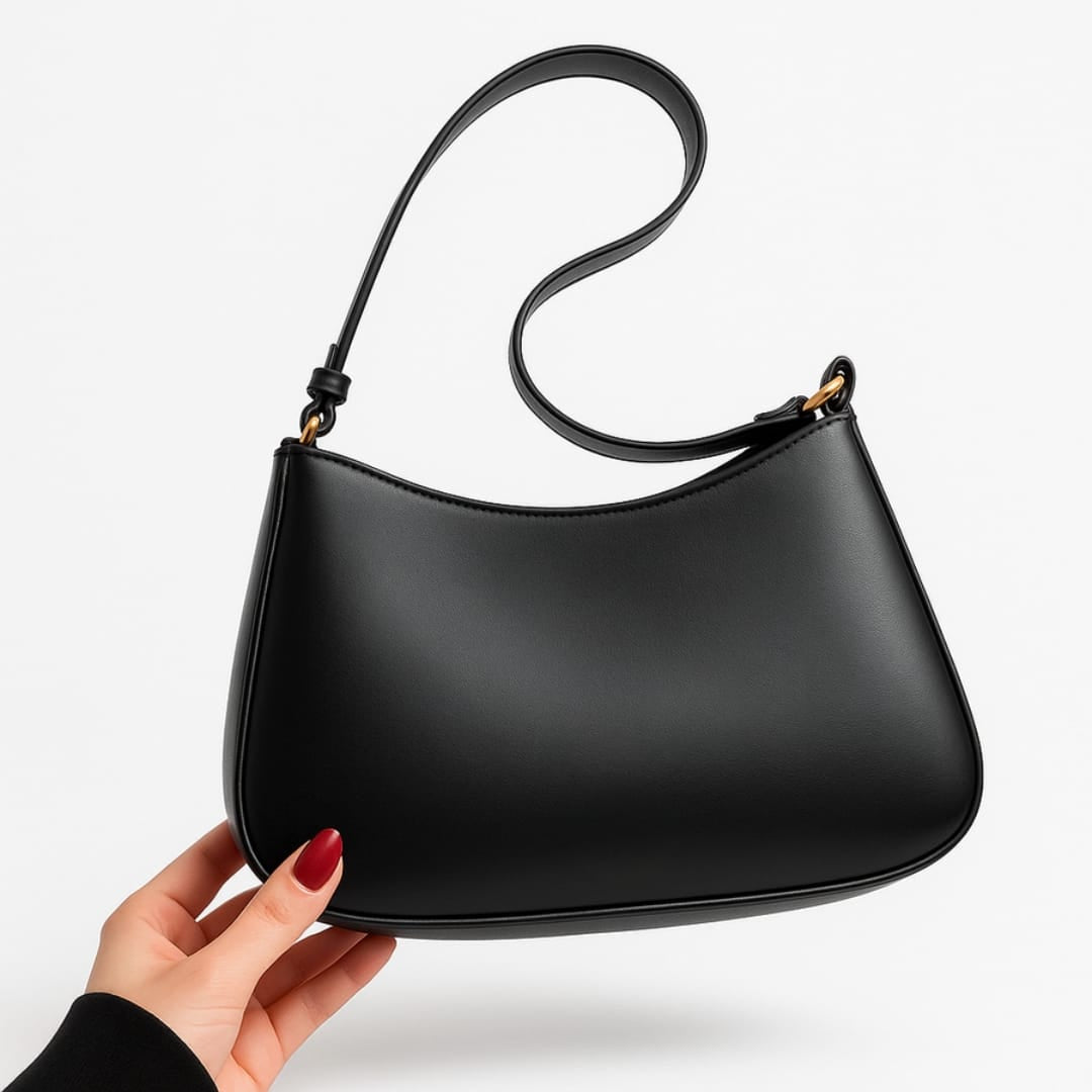 Kiki Women's Black Shoulder Bag | PU Leather, Adjustable Strap 0