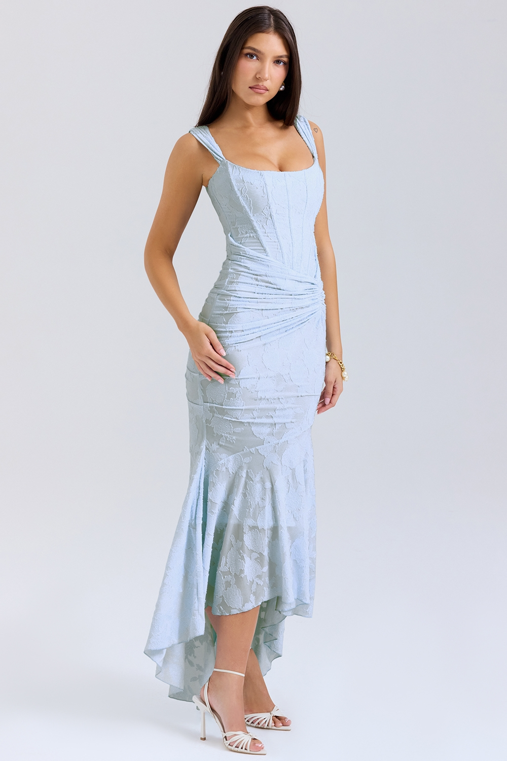 Lara Women's Maxi Dress | Sculpted Lace, Elegant Evening Wear 3