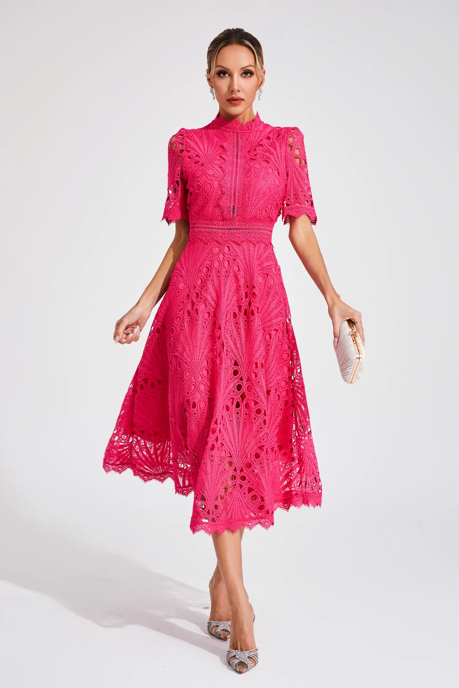 Lara Women's Midi Dress | Lace A-Line Cocktail Dress for Parties 5