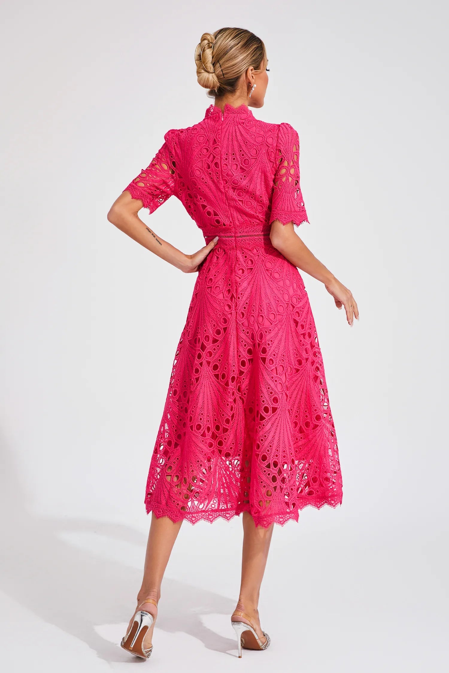 Lara Women's Midi Dress | Lace A-Line Cocktail Dress for Parties 7