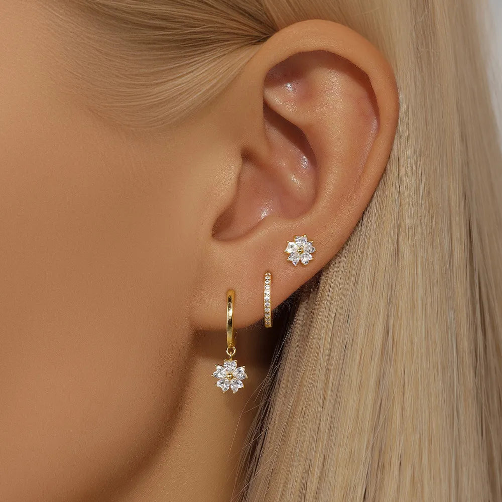 Lina Women's Hoop Earrings | Ethically Crafted Sterling Silver with Crystal Detail 0