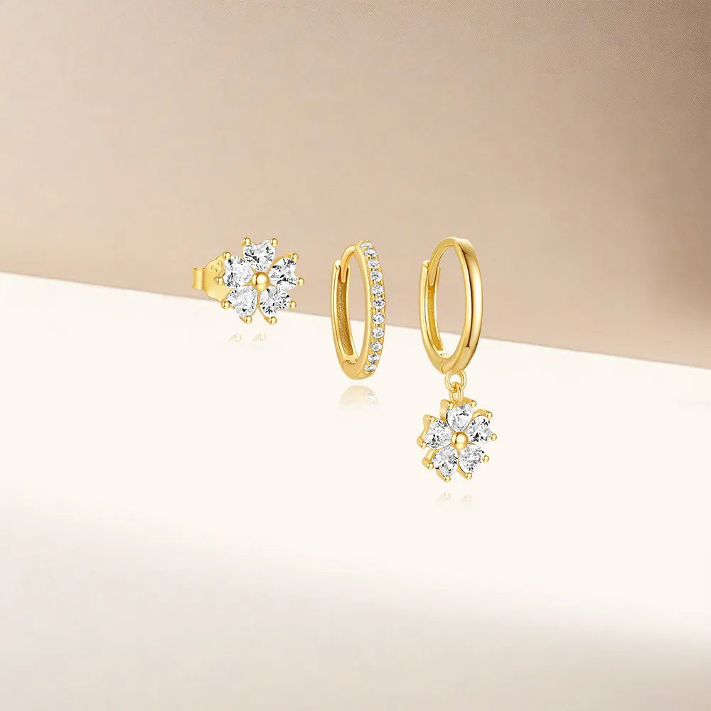 Lina Women's Hoop Earrings | Ethically Crafted Sterling Silver with Crystal Detail 1