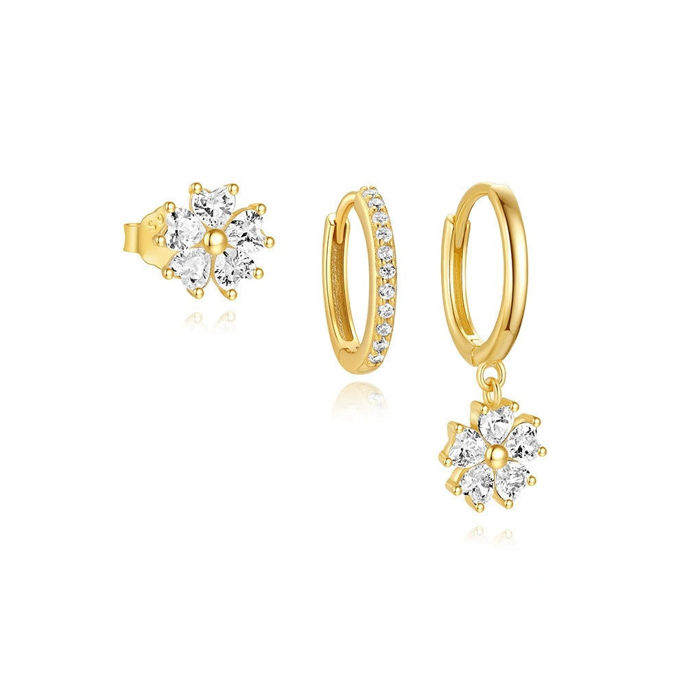 Lina Women's Hoop Earrings | Ethically Crafted Sterling Silver with Crystal Detail 2