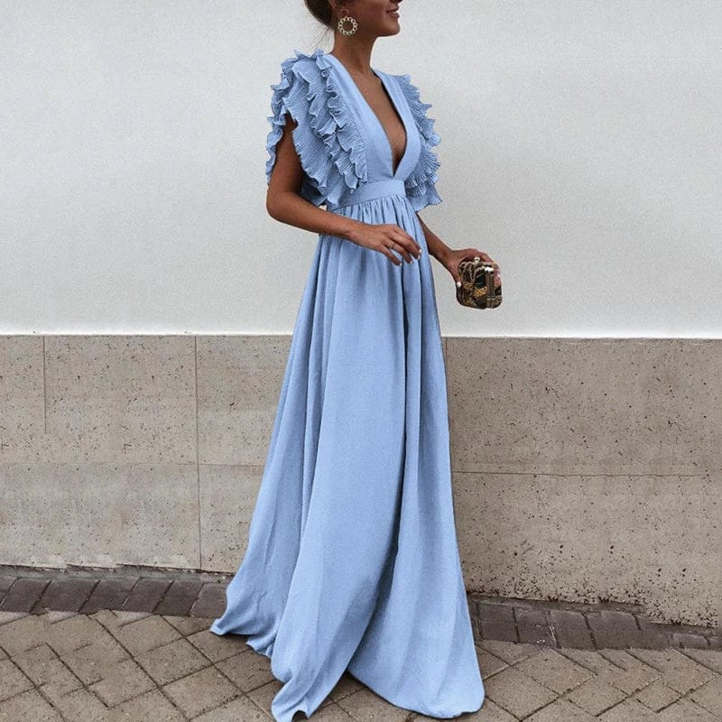 Lina Women's Maxi Dress | Elegant Ruffle Detail, Versatile Summer Style 0