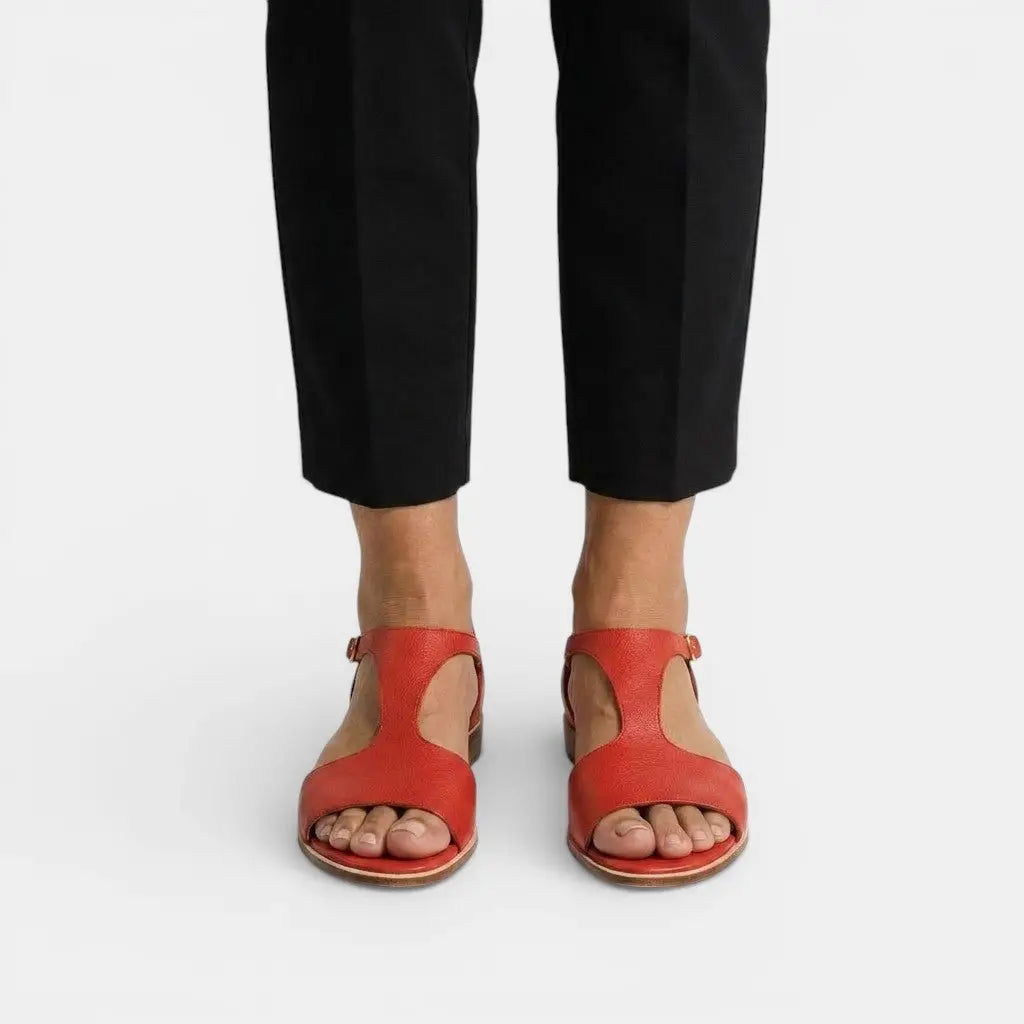Lina Women's Sandals | Leather Open-Low Slip-On Design, Elegant 2