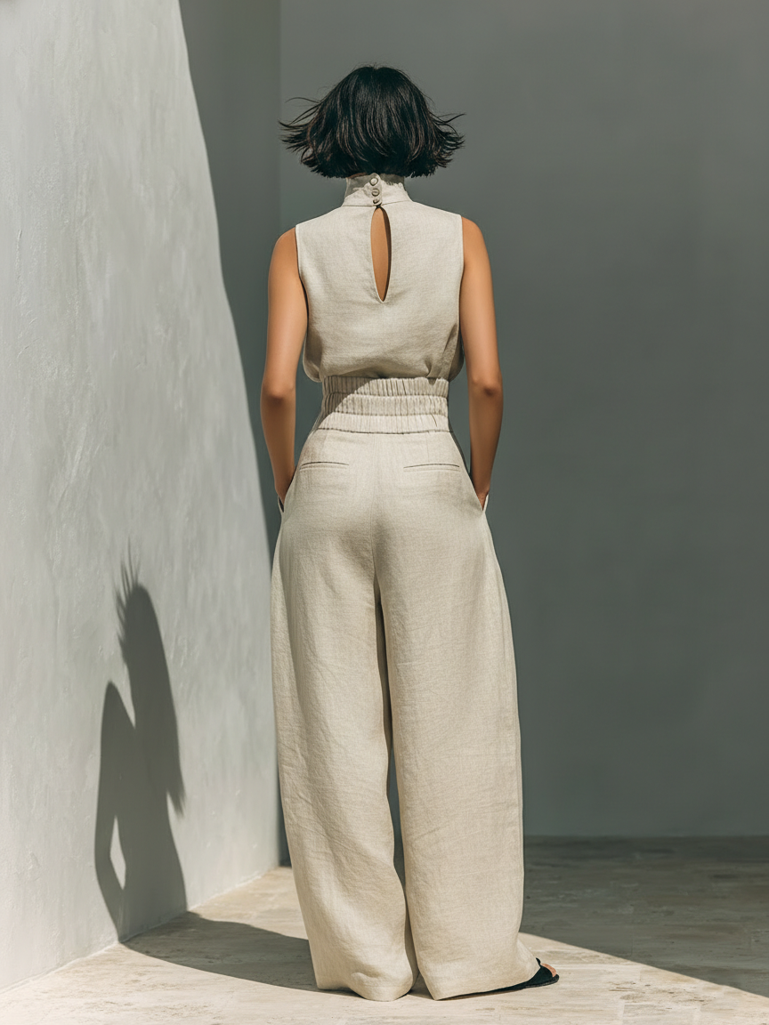 Maya Women's Co Ord Set | Cotton-Linen Blend, Minimalist Two Piece Set 4
