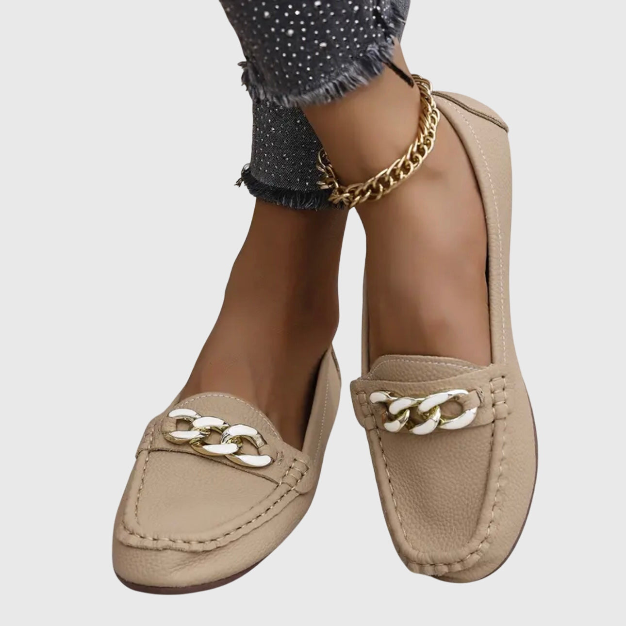 Melo Women's Black Loafers | Cushioned Comfort, Gold-Chain Detail 5