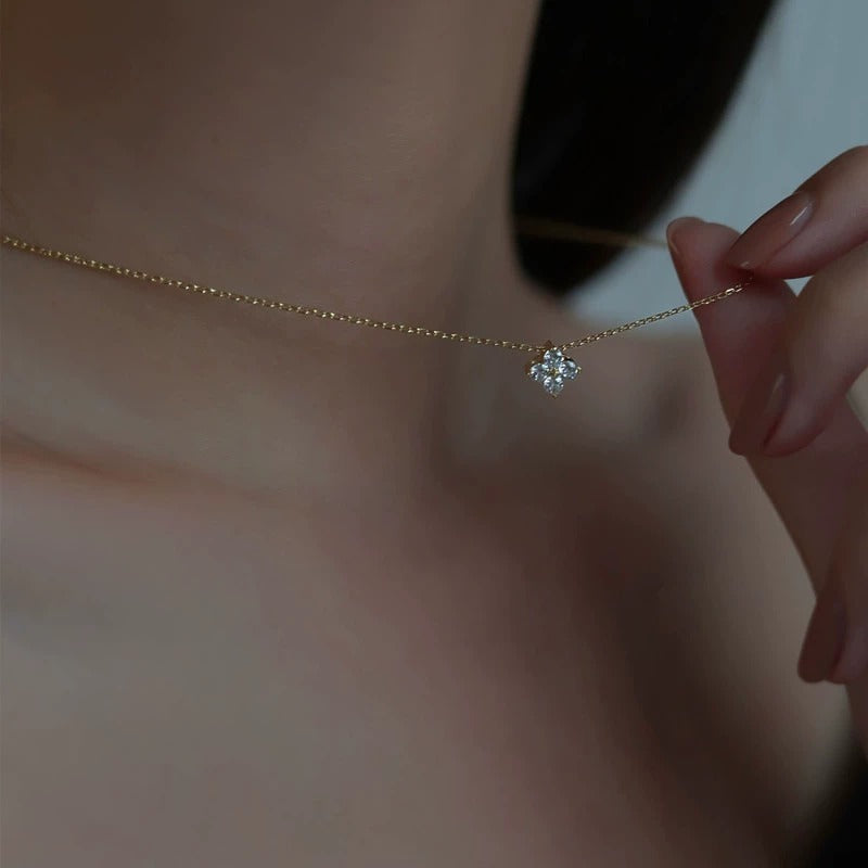Mia Women's Necklace | Sterling Silver with Zircon Crystal, Minimalist Design 3