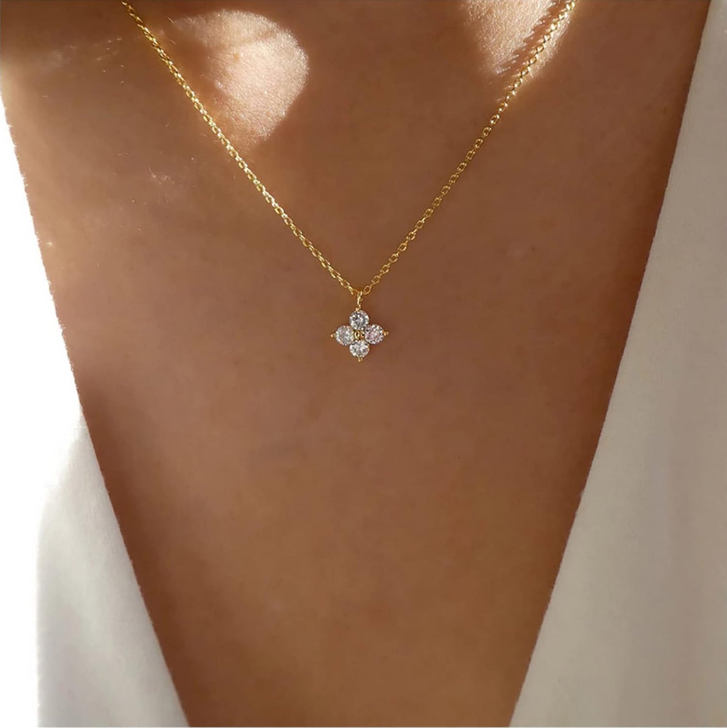 Mia Women's Necklace | Sterling Silver with Zircon Crystal, Minimalist Design 4