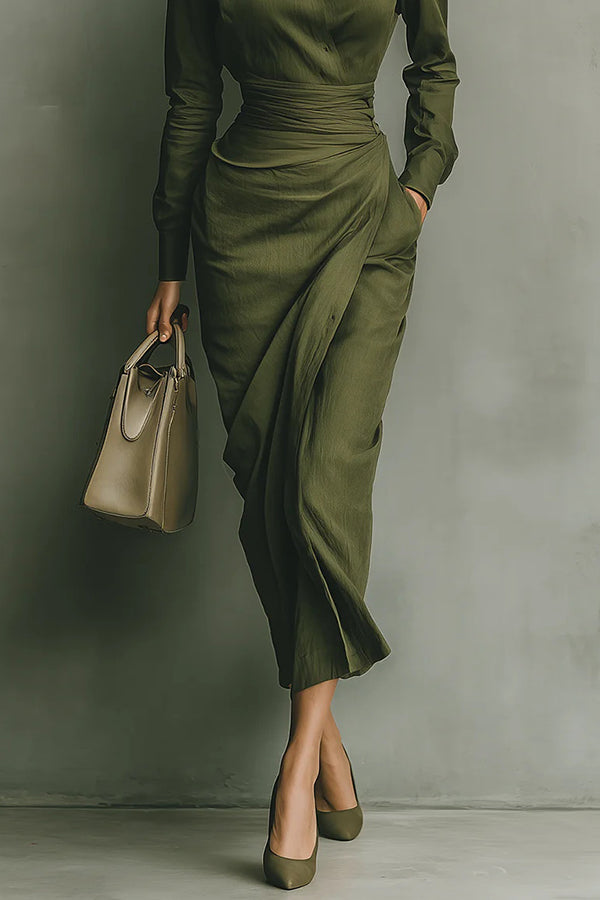 Mila Women's Maxi Dress | Elegant Draped Design, Soft Fabric, Formal 3