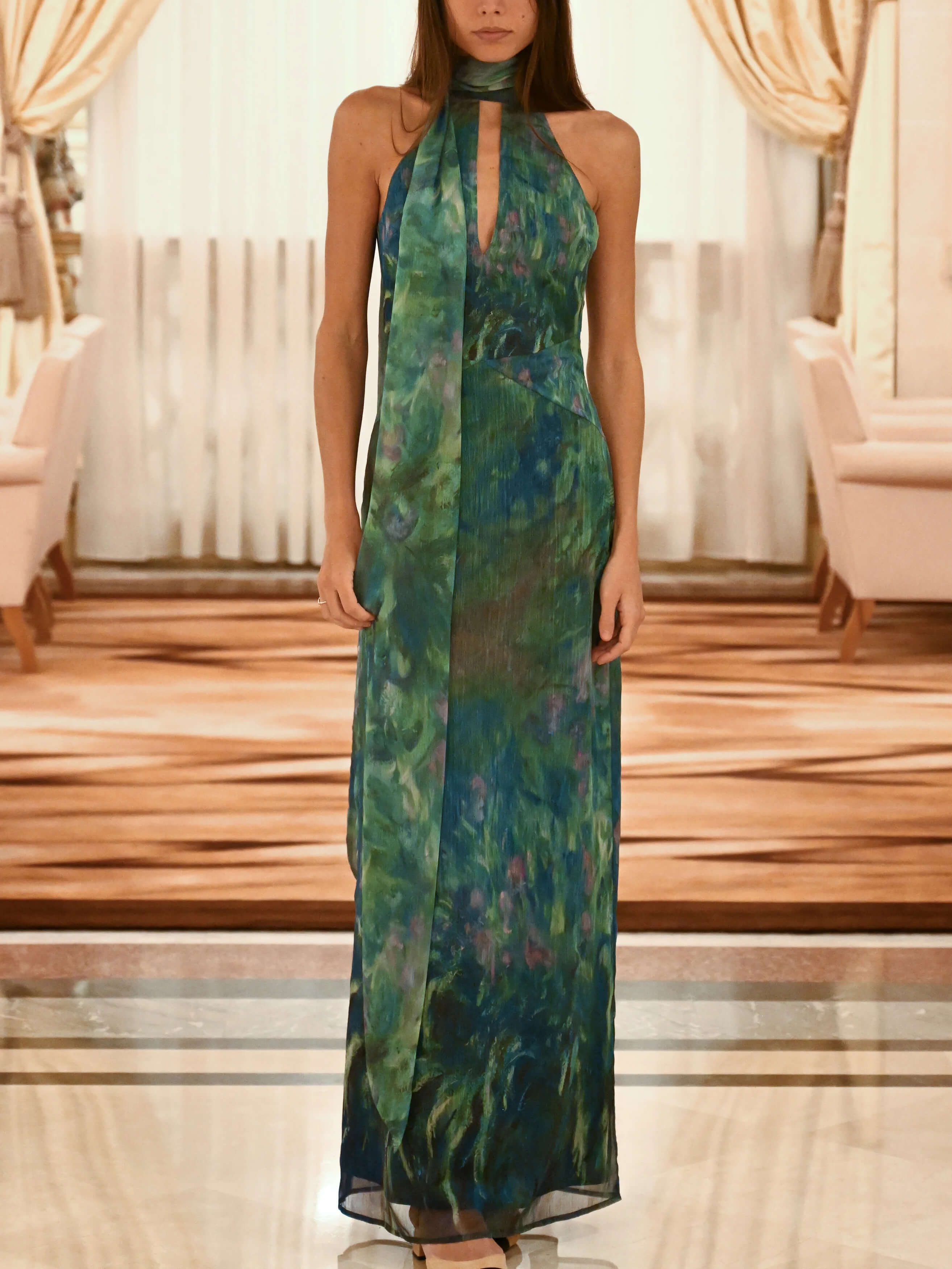 Mona Women's Maxi Dress | Textured Chiffon, Elegant Design for Formal Occasions 4