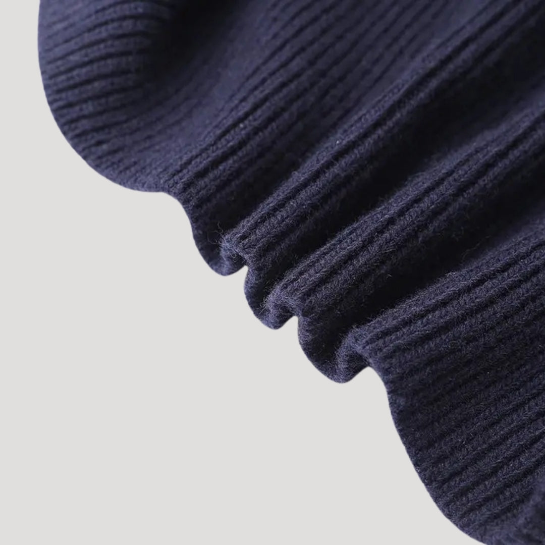 Nina Women's Cardigan | Soft Ribbed Knit with Denim Trim 7