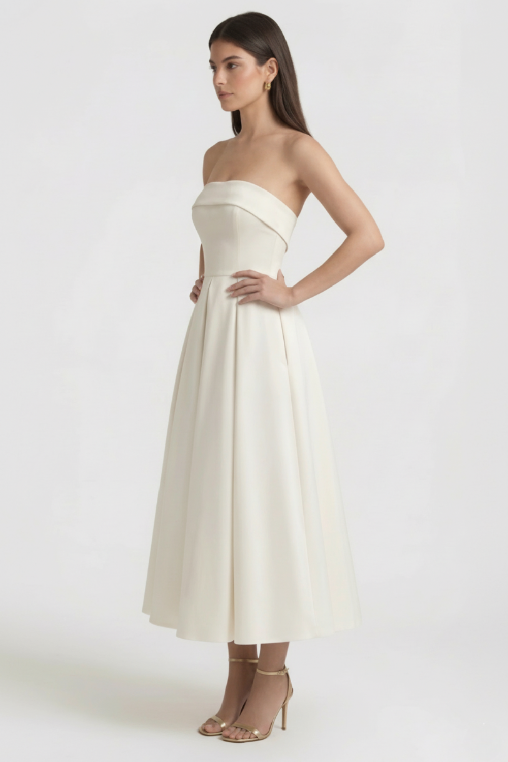 Nina Women's Midi Dress | Structured Mikado Fabric, Elegant Cocktail Style 1