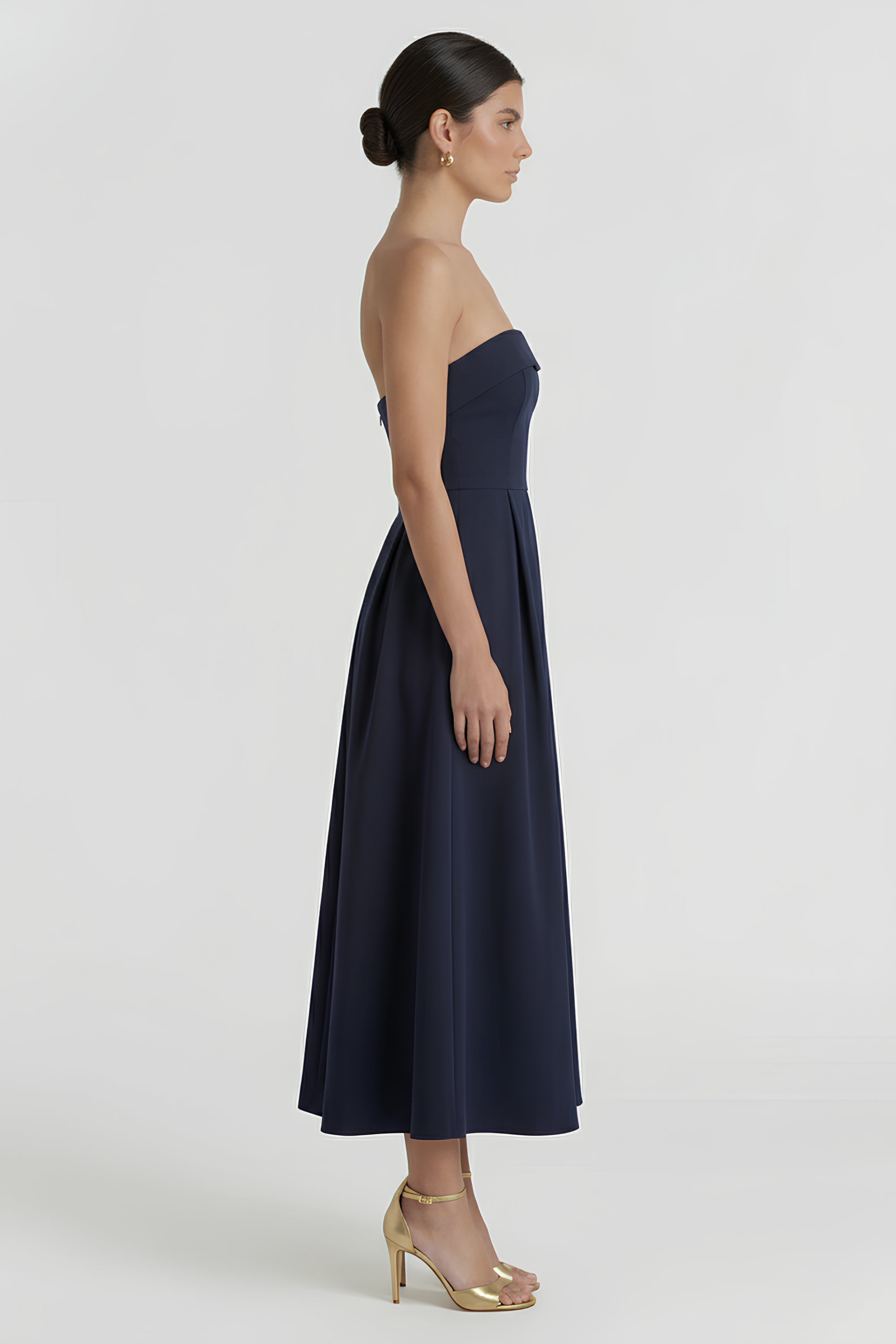 Nina Women's Midi Dress | Structured Mikado Fabric, Elegant Cocktail Style 7
